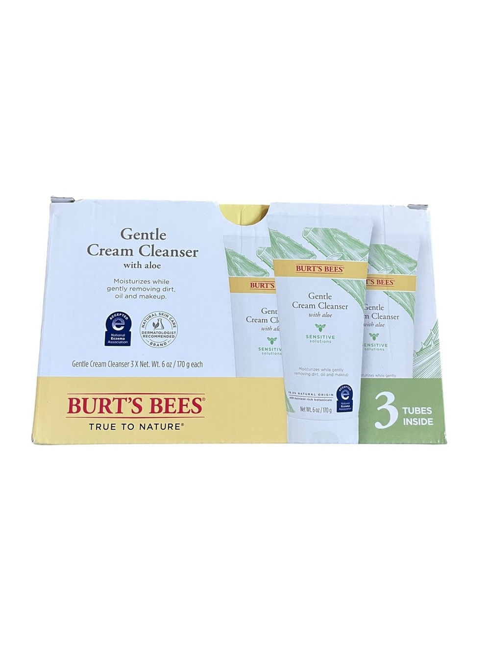 Burt's Bees Gentle Cream Cleanser W/ Aloe Sensitive 6 Oz 3 Pack Tubes New In Box